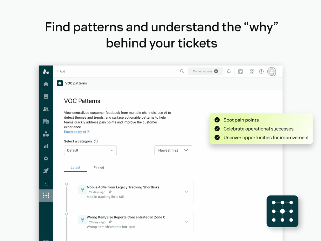 VOC Patterns primary marketing image — Reporting and Analytics app on the Zendesk Marketplace